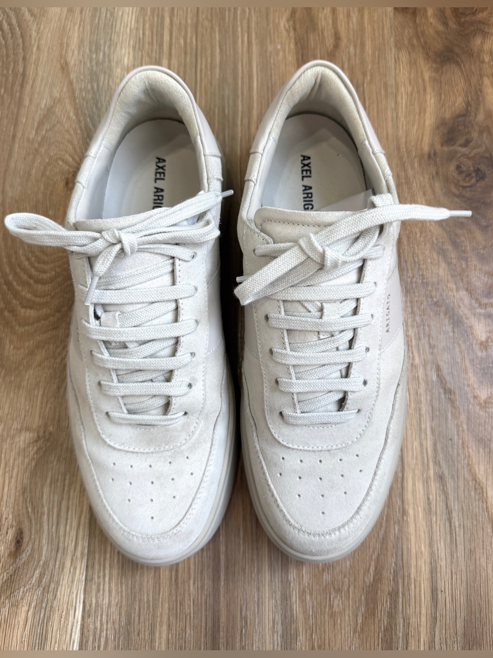 Axel Arigato Cream Light Tan Suede Leather Platform Sneakers Size 10 - Picture 3 of 9